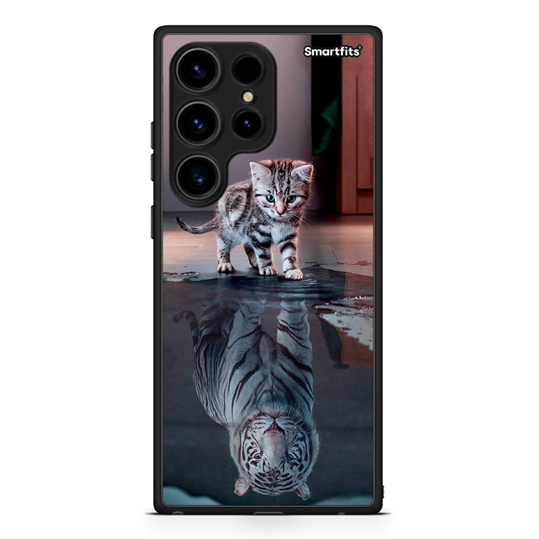 Θήκη Samsung Galaxy S24 Ultra Cute Tiger από τη Smartfits με σχέδιο στο πίσω μέρος και μαύρο περίβλημα | Samsung Galaxy S24 Ultra Cute Tiger Case with Colorful Back and Black Bezels