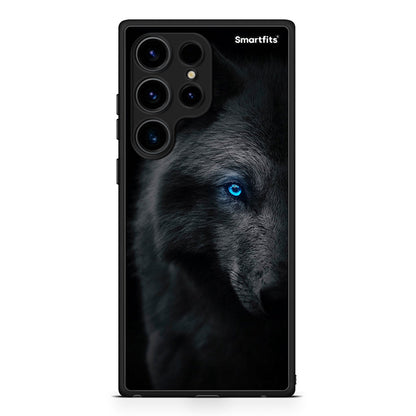 Θήκη Samsung Galaxy S24 Ultra Dark Wolf από τη Smartfits με σχέδιο στο πίσω μέρος και μαύρο περίβλημα | Samsung Galaxy S24 Ultra Dark Wolf Case with Colorful Back and Black Bezels