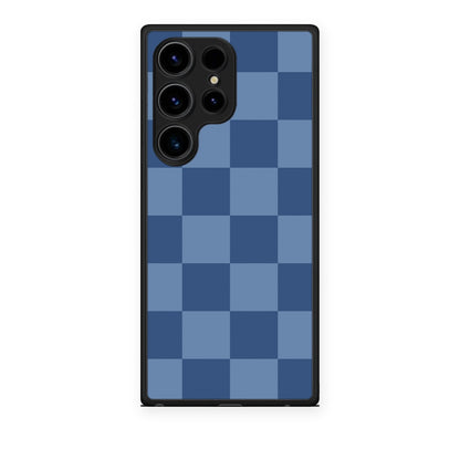 Θήκη Samsung Galaxy S24 Ultra Denim Blue Checkerboard από τη Smartfits με σχέδιο στο πίσω μέρος και μαύρο περίβλημα | Samsung Galaxy S24 Ultra Denim Blue Checkerboard case with colorful back and black bezels