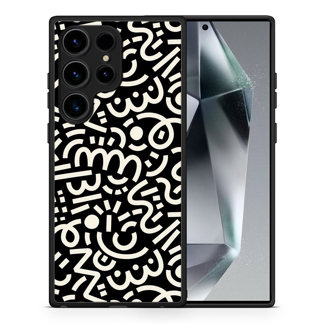 Θήκη Samsung Galaxy S24 Ultra Doodle Art από τη Smartfits με σχέδιο στο πίσω μέρος και μαύρο περίβλημα | Samsung Galaxy S24 Ultra Doodle Art Case with Colorful Back and Black Bezels