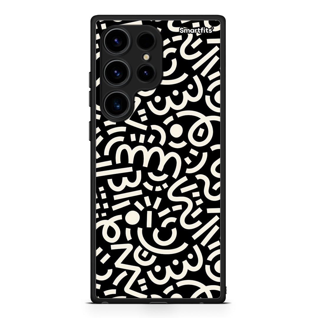 Θήκη Samsung Galaxy S24 Ultra Doodle Art από τη Smartfits με σχέδιο στο πίσω μέρος και μαύρο περίβλημα | Samsung Galaxy S24 Ultra Doodle Art Case with Colorful Back and Black Bezels