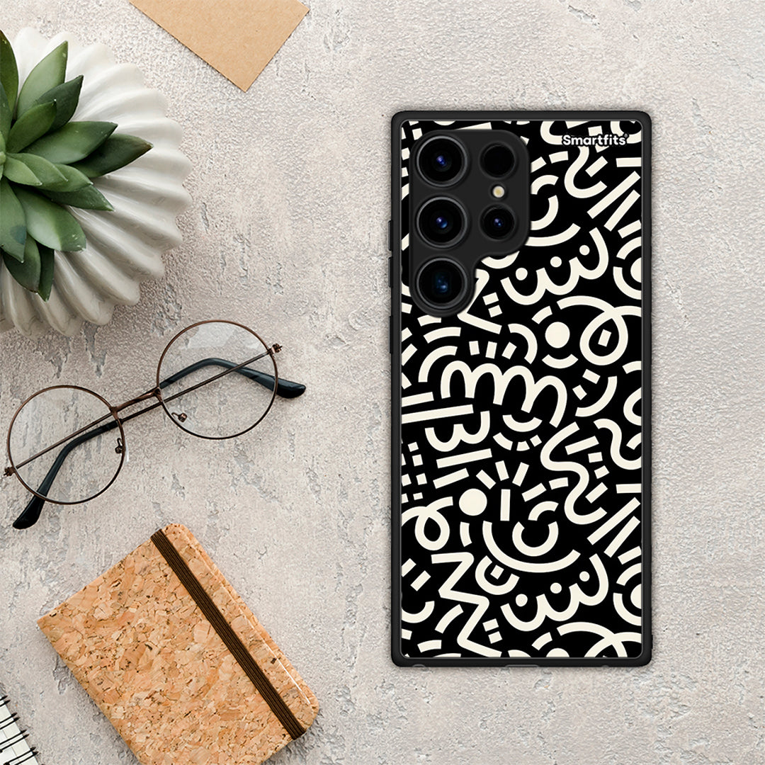 Θήκη Samsung Galaxy S24 Ultra Doodle Art από τη Smartfits με σχέδιο στο πίσω μέρος και μαύρο περίβλημα | Samsung Galaxy S24 Ultra Doodle Art Case with Colorful Back and Black Bezels