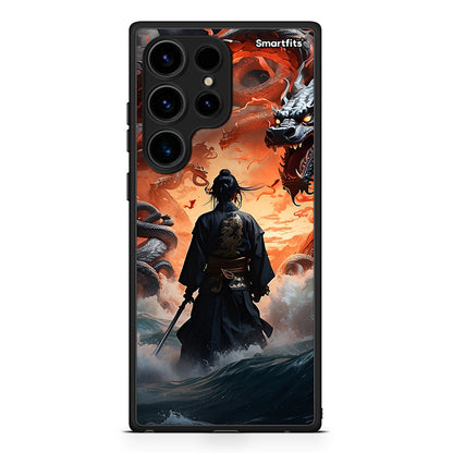 Θήκη Samsung Galaxy S24 Ultra Dragons Fight από τη Smartfits με σχέδιο στο πίσω μέρος και μαύρο περίβλημα | Samsung Galaxy S24 Ultra Dragons Fight Case with Colorful Back and Black Bezels