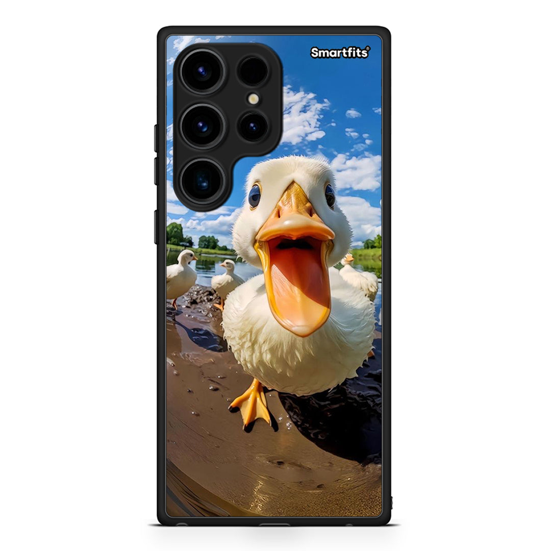 Θήκη Samsung Galaxy S24 Ultra Duck Face από τη Smartfits με σχέδιο στο πίσω μέρος και μαύρο περίβλημα | Samsung Galaxy S24 Ultra Duck Face Case with Colorful Back and Black Bezels