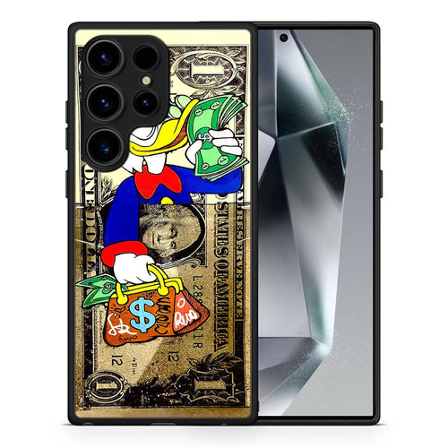 Θήκη Samsung Galaxy S24 Ultra Duck Money από τη Smartfits με σχέδιο στο πίσω μέρος και μαύρο περίβλημα | Samsung Galaxy S24 Ultra Duck Money Case with Colorful Back and Black Bezels