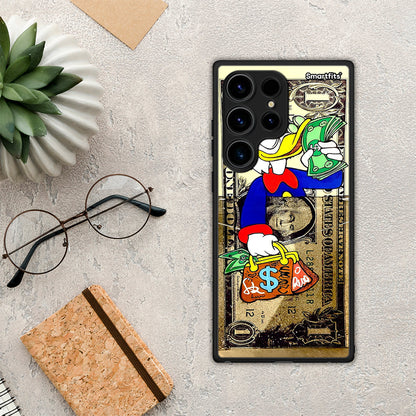 Θήκη Samsung Galaxy S24 Ultra Duck Money από τη Smartfits με σχέδιο στο πίσω μέρος και μαύρο περίβλημα | Samsung Galaxy S24 Ultra Duck Money Case with Colorful Back and Black Bezels