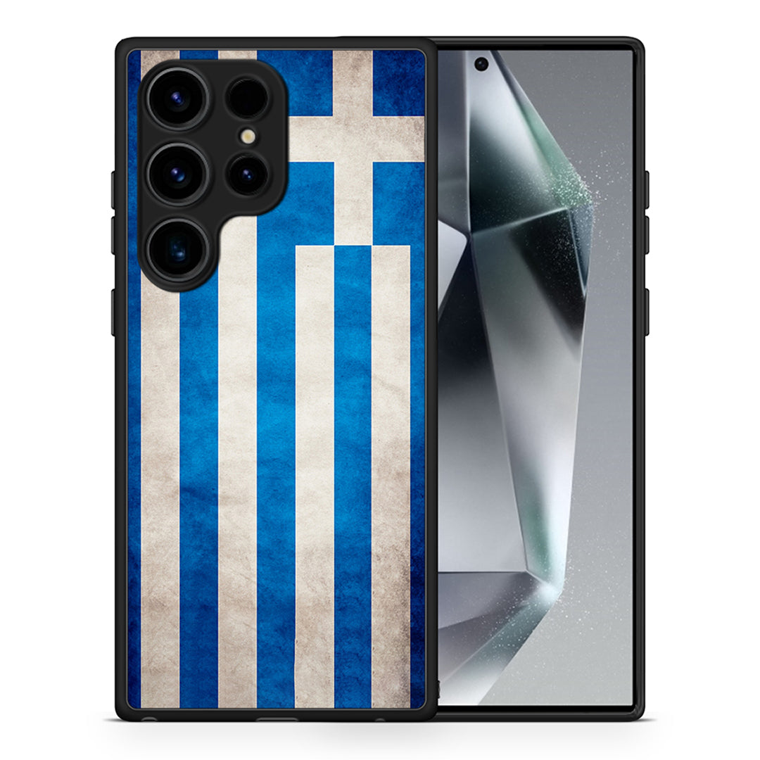 Θήκη Samsung Galaxy S24 Ultra Flag Greek από τη Smartfits με σχέδιο στο πίσω μέρος και μαύρο περίβλημα | Samsung Galaxy S24 Ultra Flag Greek Case with Colorful Back and Black Bezels