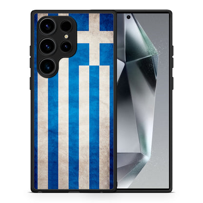 Θήκη Samsung Galaxy S24 Ultra Flag Greek από τη Smartfits με σχέδιο στο πίσω μέρος και μαύρο περίβλημα | Samsung Galaxy S24 Ultra Flag Greek Case with Colorful Back and Black Bezels