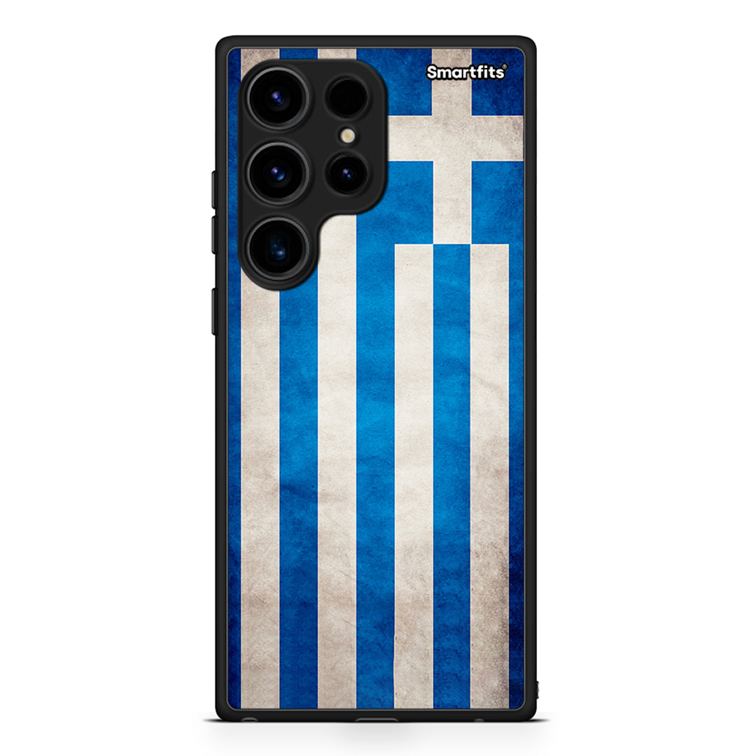 Θήκη Samsung Galaxy S24 Ultra Flag Greek από τη Smartfits με σχέδιο στο πίσω μέρος και μαύρο περίβλημα | Samsung Galaxy S24 Ultra Flag Greek Case with Colorful Back and Black Bezels