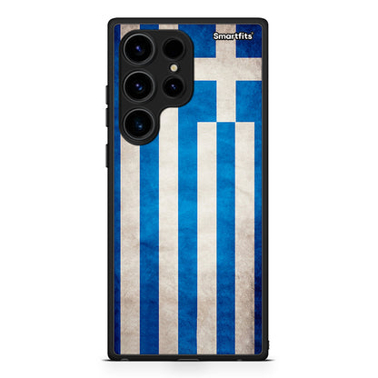 Θήκη Samsung Galaxy S24 Ultra Flag Greek από τη Smartfits με σχέδιο στο πίσω μέρος και μαύρο περίβλημα | Samsung Galaxy S24 Ultra Flag Greek Case with Colorful Back and Black Bezels
