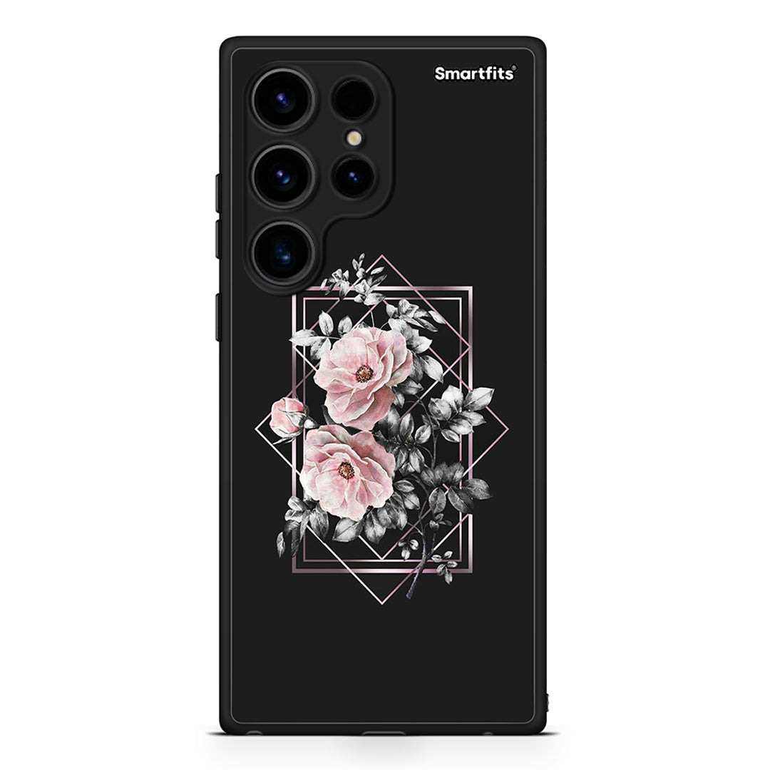 Θήκη Samsung Galaxy S24 Ultra Flower Frame από τη Smartfits με σχέδιο στο πίσω μέρος και μαύρο περίβλημα | Samsung Galaxy S24 Ultra Flower Frame Case with Colorful Back and Black Bezels