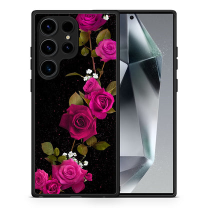 Θήκη Samsung Galaxy S24 Ultra Flower Red Roses από τη Smartfits με σχέδιο στο πίσω μέρος και μαύρο περίβλημα | Samsung Galaxy S24 Ultra Flower Red Roses Case with Colorful Back and Black Bezels