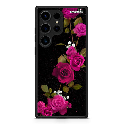 Θήκη Samsung Galaxy S24 Ultra Flower Red Roses από τη Smartfits με σχέδιο στο πίσω μέρος και μαύρο περίβλημα | Samsung Galaxy S24 Ultra Flower Red Roses Case with Colorful Back and Black Bezels