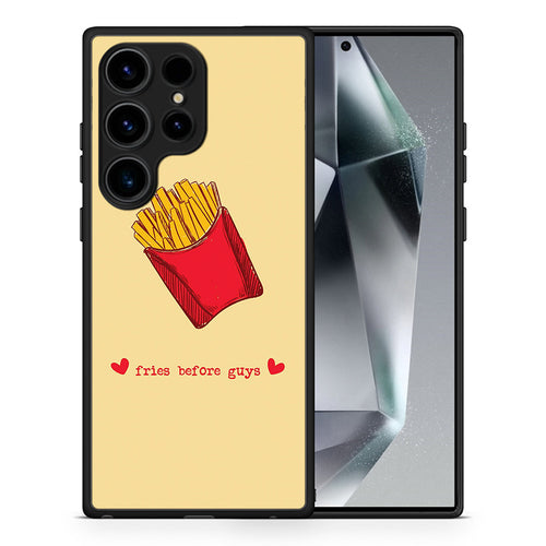 Θήκη Samsung Galaxy S24 Ultra Fries Before Guys από τη Smartfits με σχέδιο στο πίσω μέρος και μαύρο περίβλημα | Samsung Galaxy S24 Ultra Fries Before Guys Case with Colorful Back and Black Bezels