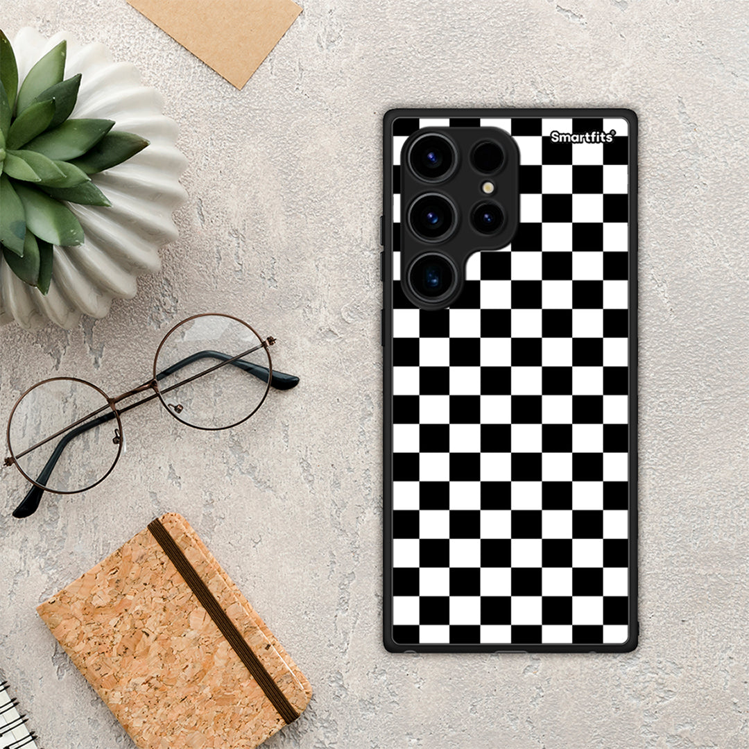 Θήκη Samsung Galaxy S24 Ultra Geometric Squares από τη Smartfits με σχέδιο στο πίσω μέρος και μαύρο περίβλημα | Samsung Galaxy S24 Ultra Geometric Squares Case with Colorful Back and Black Bezels