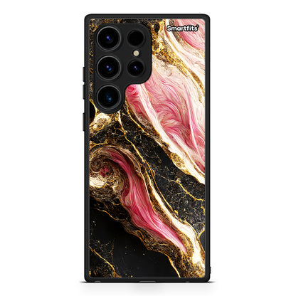 Θήκη Samsung Galaxy S24 Ultra Glamorous Pink Marble από τη Smartfits με σχέδιο στο πίσω μέρος και μαύρο περίβλημα | Samsung Galaxy S24 Ultra Glamorous Pink Marble Case with Colorful Back and Black Bezels