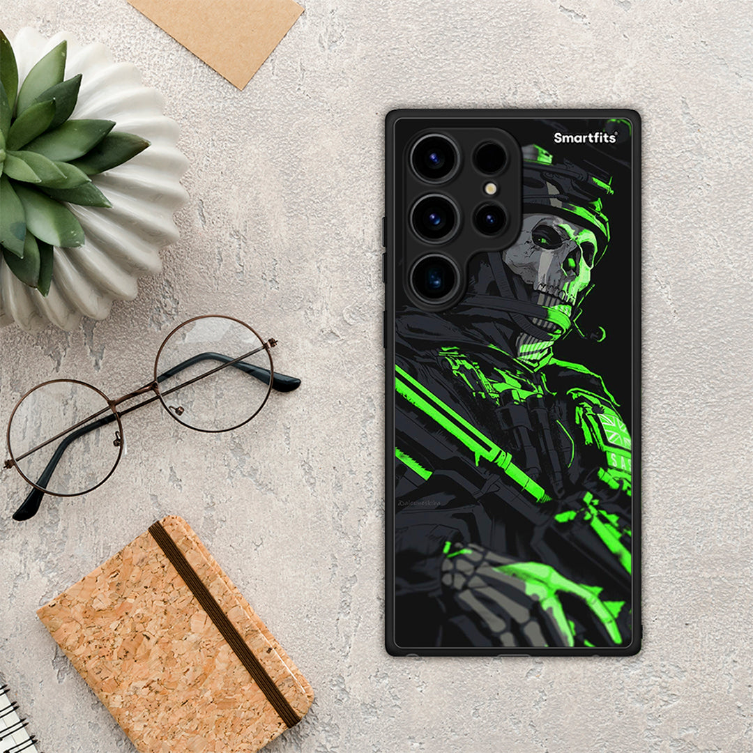 Θήκη Samsung Galaxy S24 Ultra Green Soldier από τη Smartfits με σχέδιο στο πίσω μέρος και μαύρο περίβλημα | Samsung Galaxy S24 Ultra Green Soldier Case with Colorful Back and Black Bezels