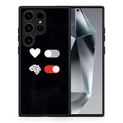 Θήκη Samsung Galaxy S24 Ultra Heart Vs Brain από τη Smartfits με σχέδιο στο πίσω μέρος και μαύρο περίβλημα | Samsung Galaxy S24 Ultra Heart Vs Brain Case with Colorful Back and Black Bezels