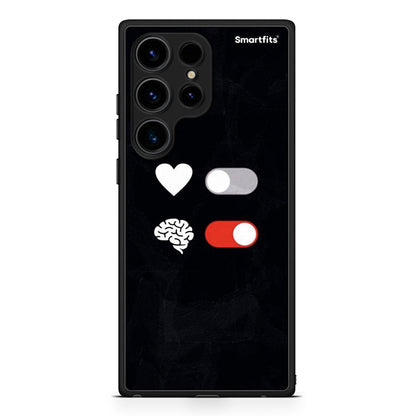Θήκη Samsung Galaxy S24 Ultra Heart Vs Brain από τη Smartfits με σχέδιο στο πίσω μέρος και μαύρο περίβλημα | Samsung Galaxy S24 Ultra Heart Vs Brain Case with Colorful Back and Black Bezels