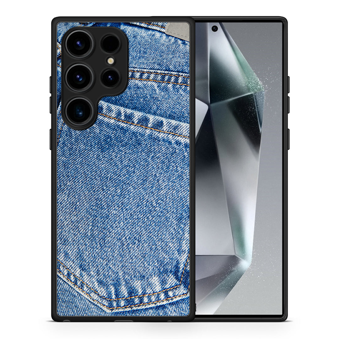 Θήκη Samsung Galaxy S24 Ultra Jeans Pocket από τη Smartfits με σχέδιο στο πίσω μέρος και μαύρο περίβλημα | Samsung Galaxy S24 Ultra Jeans Pocket Case with Colorful Back and Black Bezels