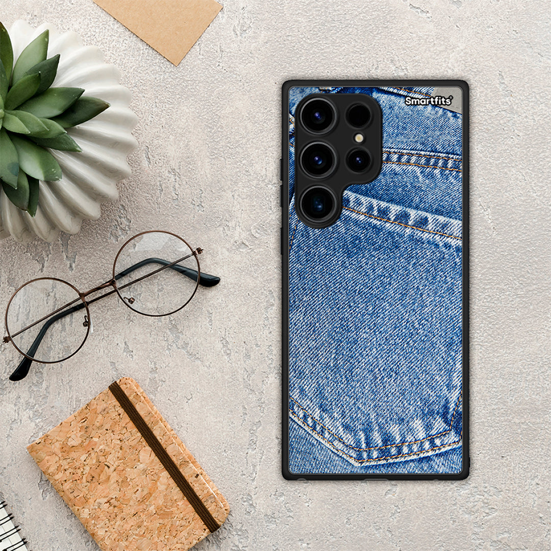 Θήκη Samsung Galaxy S24 Ultra Jeans Pocket από τη Smartfits με σχέδιο στο πίσω μέρος και μαύρο περίβλημα | Samsung Galaxy S24 Ultra Jeans Pocket Case with Colorful Back and Black Bezels