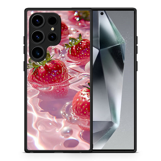 Θήκη Samsung Galaxy S24 Ultra Juicy Strawberries από τη Smartfits με σχέδιο στο πίσω μέρος και μαύρο περίβλημα | Samsung Galaxy S24 Ultra Juicy Strawberries Case with Colorful Back and Black Bezels