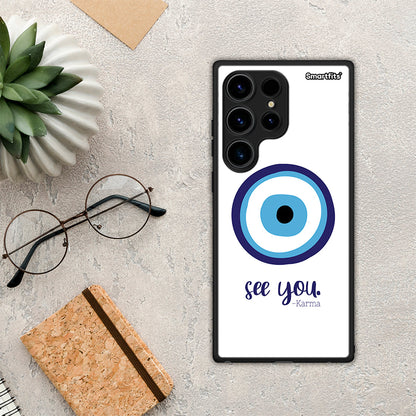 Θήκη Samsung Galaxy S24 Ultra Karma Says από τη Smartfits με σχέδιο στο πίσω μέρος και μαύρο περίβλημα | Samsung Galaxy S24 Ultra Karma Says Case with Colorful Back and Black Bezels
