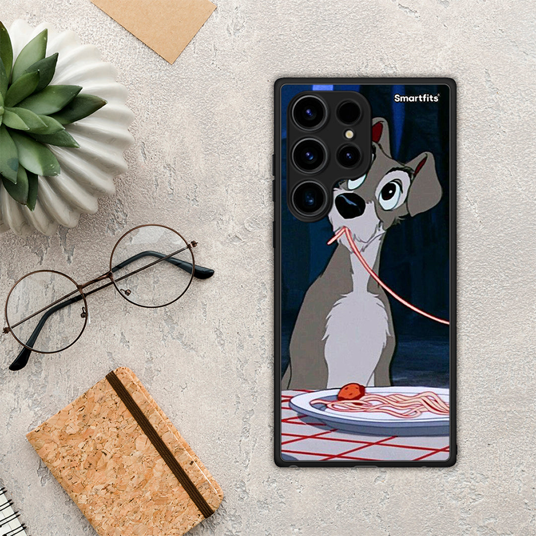 Θήκη Samsung Galaxy S24 Ultra Lady And Tramp 1 από τη Smartfits με σχέδιο στο πίσω μέρος και μαύρο περίβλημα | Samsung Galaxy S24 Ultra Lady And Tramp 1 Case with Colorful Back and Black Bezels