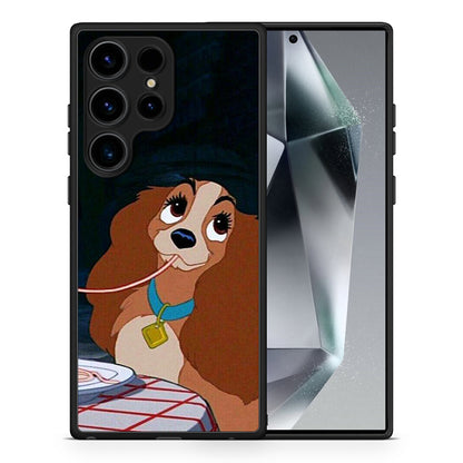 Θήκη Samsung Galaxy S24 Ultra Lady And Tramp 2 από τη Smartfits με σχέδιο στο πίσω μέρος και μαύρο περίβλημα | Samsung Galaxy S24 Ultra Lady And Tramp 2 Case with Colorful Back and Black Bezels