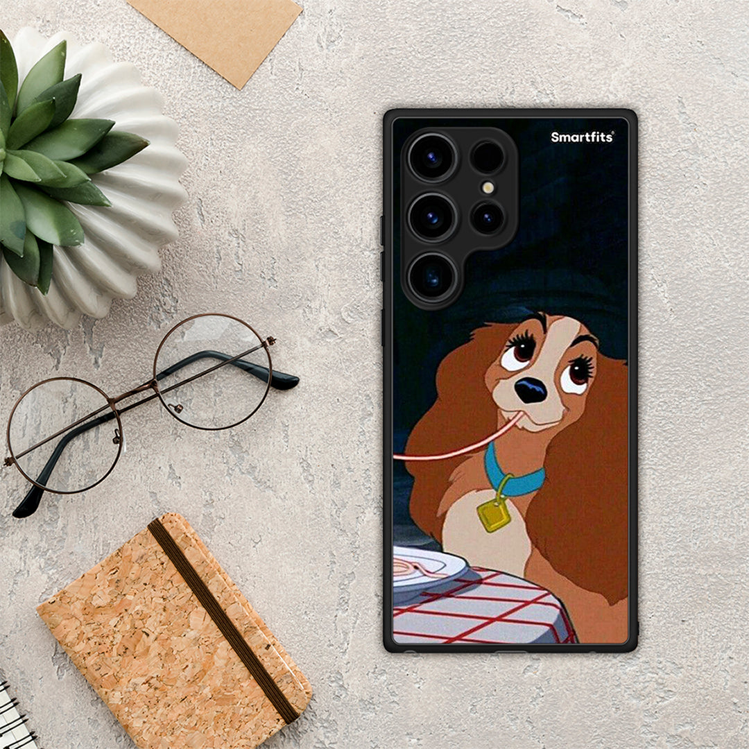 Θήκη Samsung Galaxy S24 Ultra Lady And Tramp 2 από τη Smartfits με σχέδιο στο πίσω μέρος και μαύρο περίβλημα | Samsung Galaxy S24 Ultra Lady And Tramp 2 Case with Colorful Back and Black Bezels