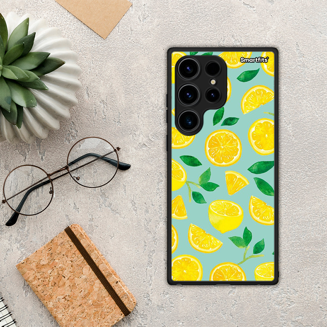 Θήκη Samsung Galaxy S24 Ultra Lemons από τη Smartfits με σχέδιο στο πίσω μέρος και μαύρο περίβλημα | Samsung Galaxy S24 Ultra Lemons Case with Colorful Back and Black Bezels