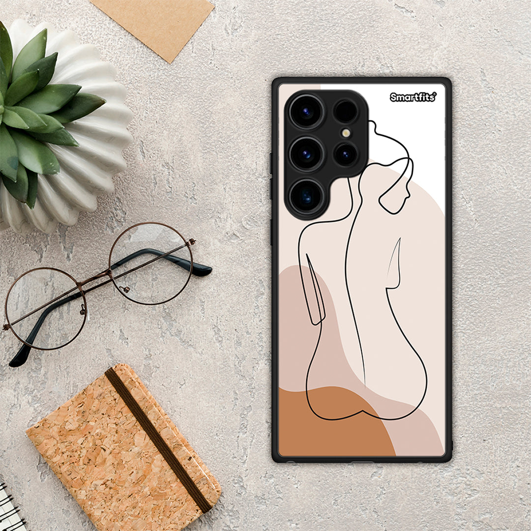 Θήκη Samsung Galaxy S24 Ultra LineArt Woman από τη Smartfits με σχέδιο στο πίσω μέρος και μαύρο περίβλημα | Samsung Galaxy S24 Ultra LineArt Woman Case with Colorful Back and Black Bezels