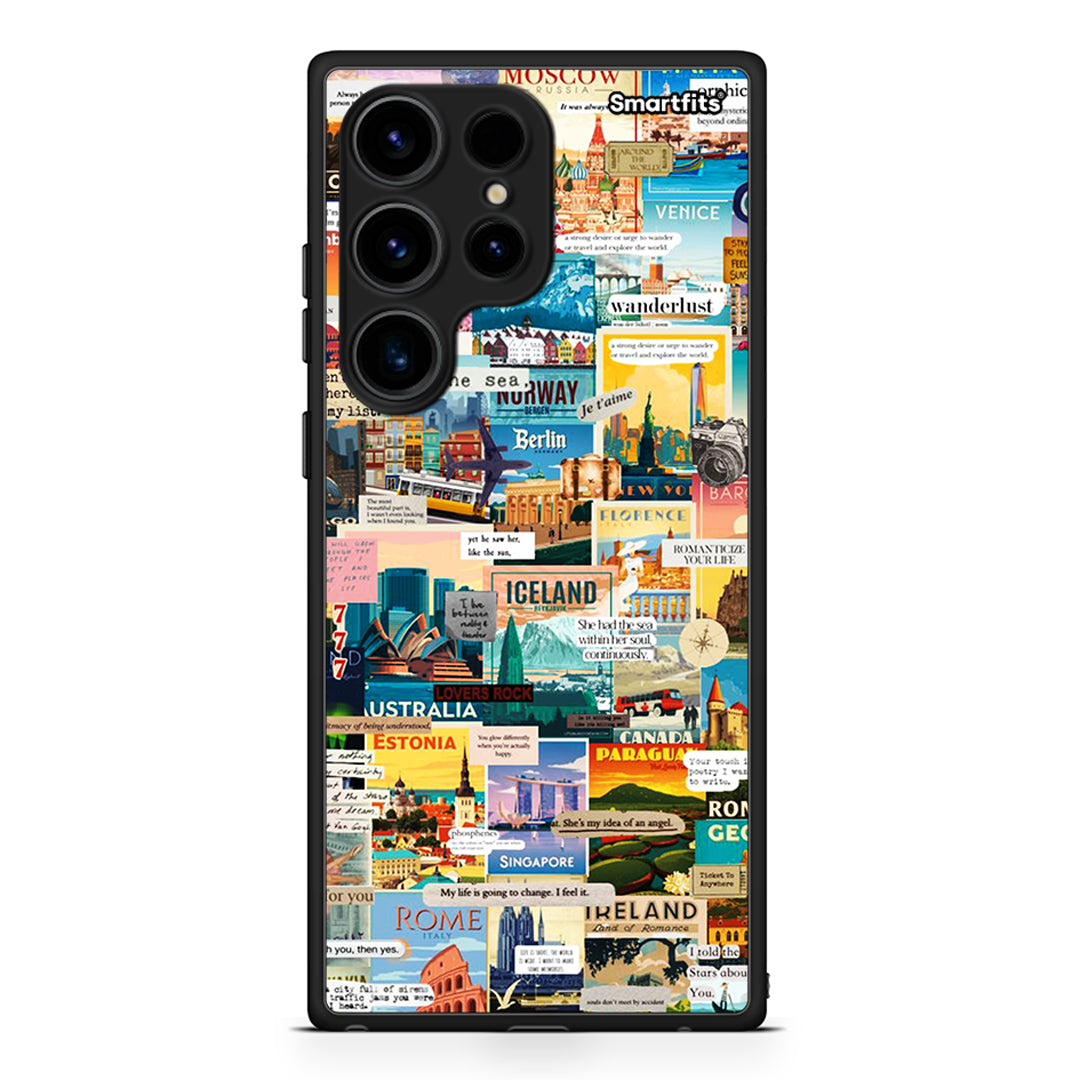 Θήκη Samsung Galaxy S24 Ultra Live To Travel από τη Smartfits με σχέδιο στο πίσω μέρος και μαύρο περίβλημα | Samsung Galaxy S24 Ultra Live To Travel Case with Colorful Back and Black Bezels