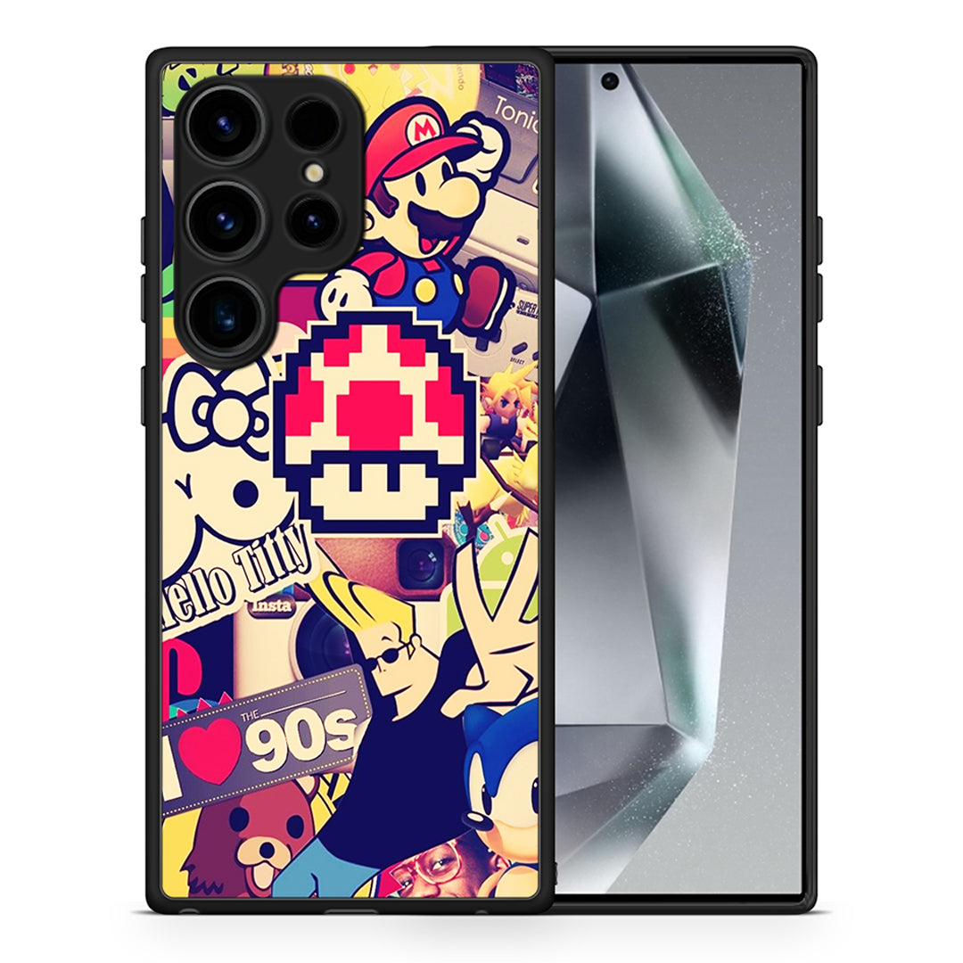 Θήκη Samsung Galaxy S24 Ultra Love The 90s από τη Smartfits με σχέδιο στο πίσω μέρος και μαύρο περίβλημα | Samsung Galaxy S24 Ultra Love The 90s Case with Colorful Back and Black Bezels