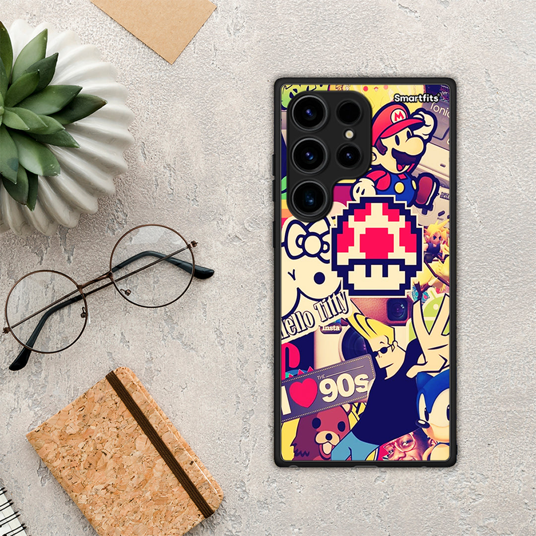 Θήκη Samsung Galaxy S24 Ultra Love The 90s από τη Smartfits με σχέδιο στο πίσω μέρος και μαύρο περίβλημα | Samsung Galaxy S24 Ultra Love The 90s Case with Colorful Back and Black Bezels