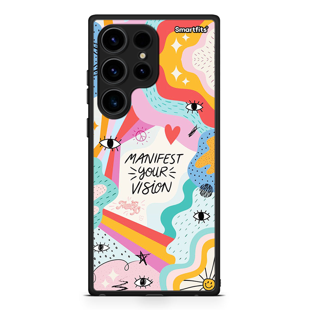 Θήκη Samsung Galaxy S24 Ultra Manifest Your Vision από τη Smartfits με σχέδιο στο πίσω μέρος και μαύρο περίβλημα | Samsung Galaxy S24 Ultra Manifest Your Vision Case with Colorful Back and Black Bezels
