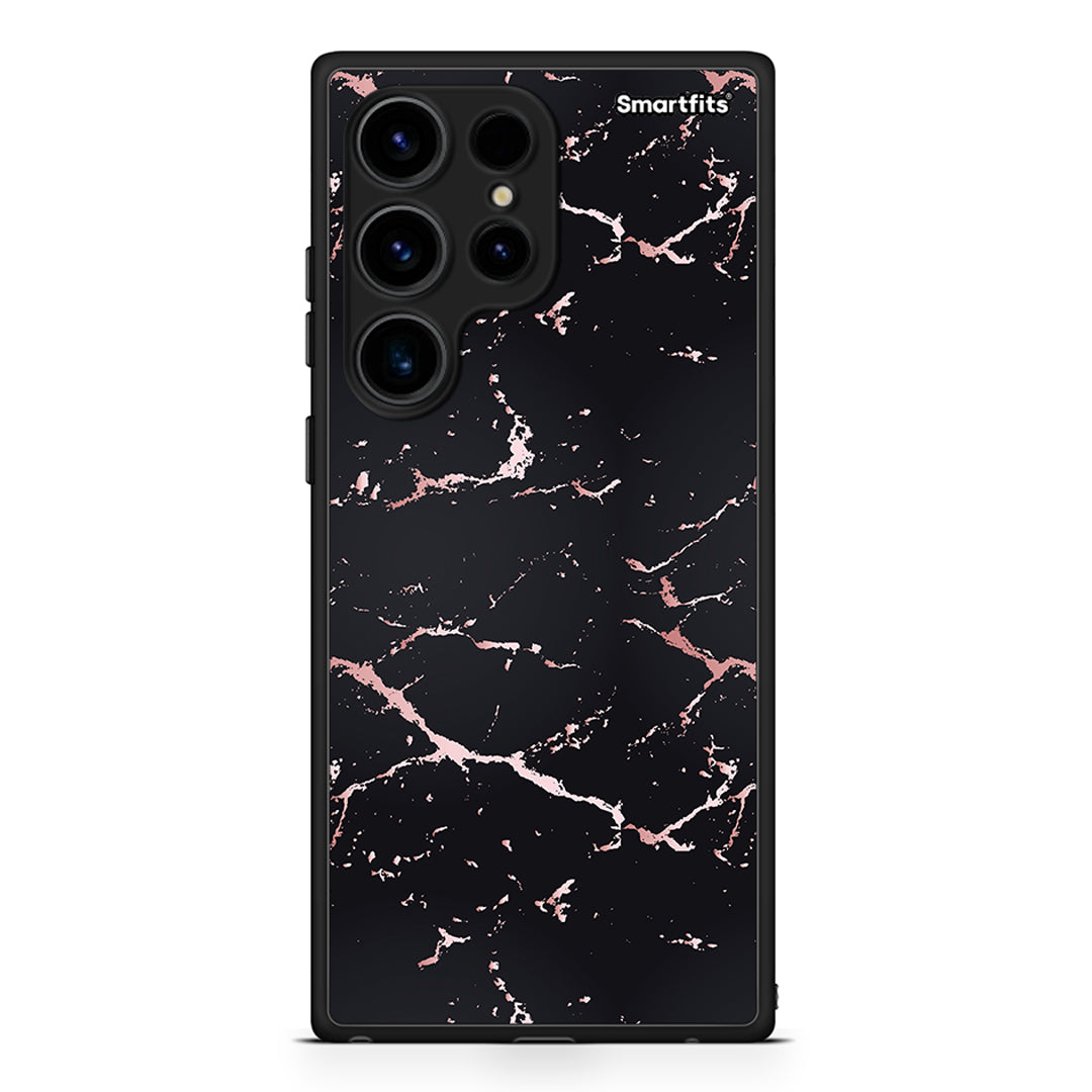 Θήκη Samsung Galaxy S24 Ultra Marble Black Rosegold από τη Smartfits με σχέδιο στο πίσω μέρος και μαύρο περίβλημα | Samsung Galaxy S24 Ultra Marble Black Rosegold Case with Colorful Back and Black Bezels