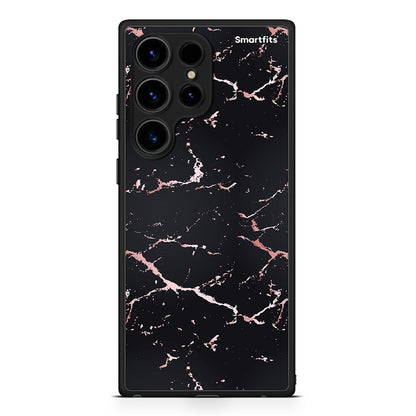 Θήκη Samsung Galaxy S24 Ultra Marble Black Rosegold από τη Smartfits με σχέδιο στο πίσω μέρος και μαύρο περίβλημα | Samsung Galaxy S24 Ultra Marble Black Rosegold Case with Colorful Back and Black Bezels
