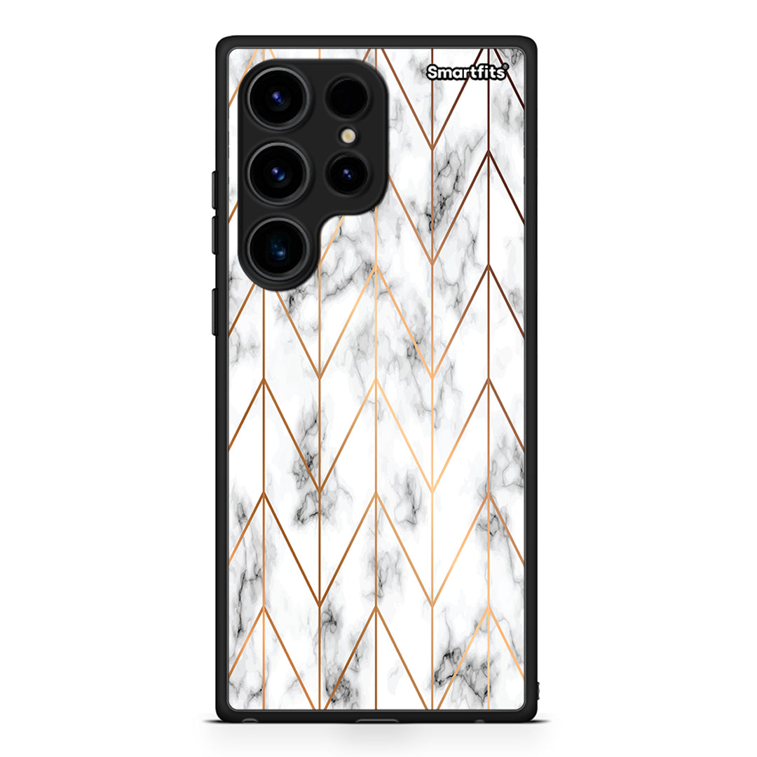 Θήκη Samsung Galaxy S24 Ultra Marble Gold Geometric από τη Smartfits με σχέδιο στο πίσω μέρος και μαύρο περίβλημα | Samsung Galaxy S24 Ultra Marble Gold Geometric Case with Colorful Back and Black Bezels