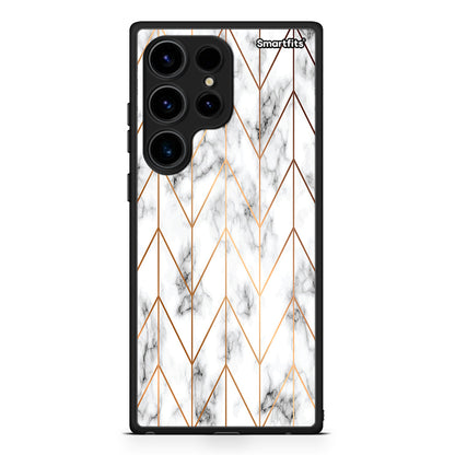 Θήκη Samsung Galaxy S24 Ultra Marble Gold Geometric από τη Smartfits με σχέδιο στο πίσω μέρος και μαύρο περίβλημα | Samsung Galaxy S24 Ultra Marble Gold Geometric Case with Colorful Back and Black Bezels