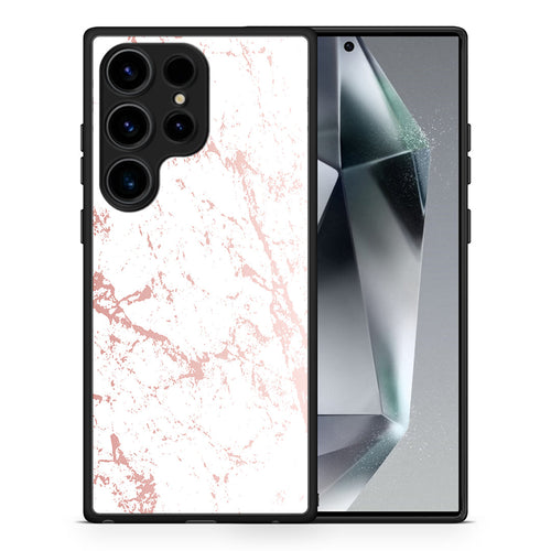 Θήκη Samsung Galaxy S24 Ultra Marble Pink Splash από τη Smartfits με σχέδιο στο πίσω μέρος και μαύρο περίβλημα | Samsung Galaxy S24 Ultra Marble Pink Splash Case with Colorful Back and Black Bezels