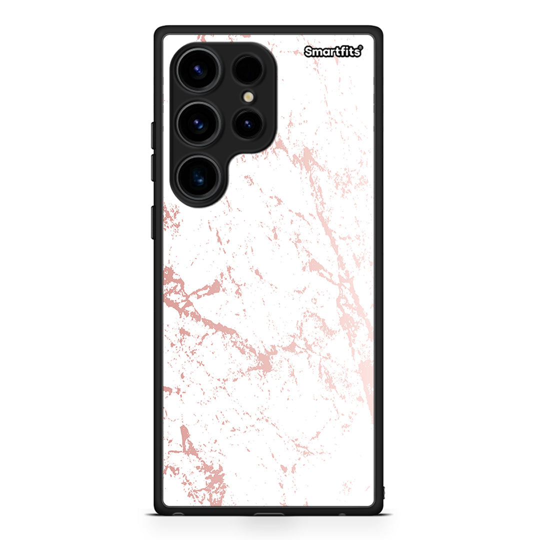 Θήκη Samsung Galaxy S24 Ultra Marble Pink Splash από τη Smartfits με σχέδιο στο πίσω μέρος και μαύρο περίβλημα | Samsung Galaxy S24 Ultra Marble Pink Splash Case with Colorful Back and Black Bezels