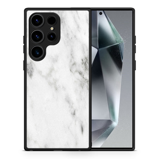 Θήκη Samsung Galaxy S24 Ultra Marble White από τη Smartfits με σχέδιο στο πίσω μέρος και μαύρο περίβλημα | Samsung Galaxy S24 Ultra Marble White Case with Colorful Back and Black Bezels