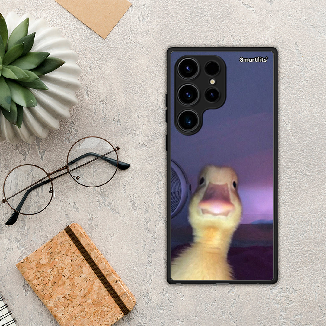 Θήκη Samsung Galaxy S24 Ultra Meme Duck από τη Smartfits με σχέδιο στο πίσω μέρος και μαύρο περίβλημα | Samsung Galaxy S24 Ultra Meme Duck Case with Colorful Back and Black Bezels