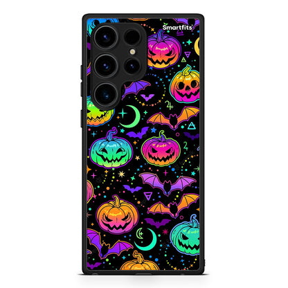 Θήκη Samsung Galaxy S24 Ultra Neon Halloween από τη Smartfits με σχέδιο στο πίσω μέρος και μαύρο περίβλημα | Samsung Galaxy S24 Ultra Neon Halloween Case with Colorful Back and Black Bezels