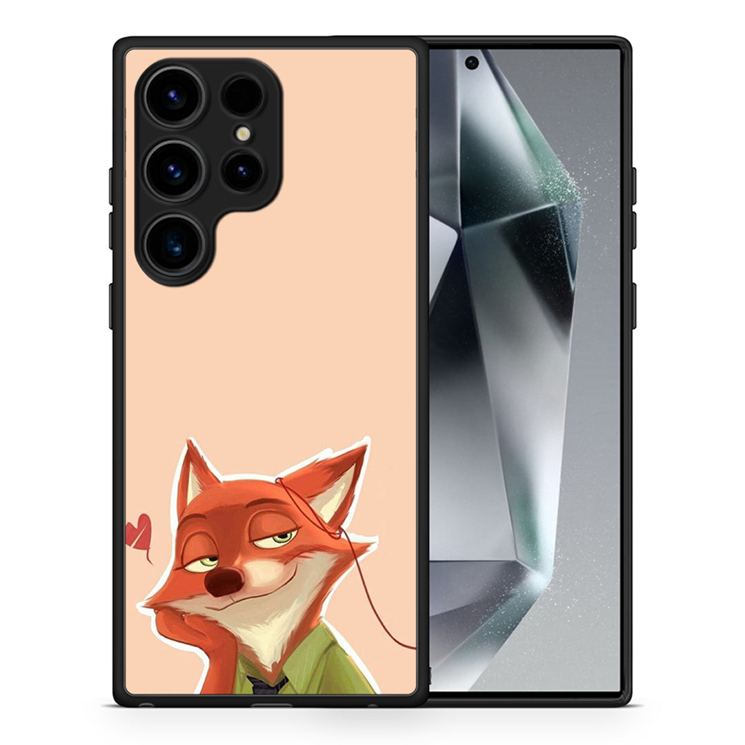 Θήκη Samsung Galaxy S24 Ultra Nick Wilde And Judy Hopps Love 1 από τη Smartfits με σχέδιο στο πίσω μέρος και μαύρο περίβλημα | Samsung Galaxy S24 Ultra Nick Wilde And Judy Hopps Love 1 Case with Colorful Back and Black Bezels