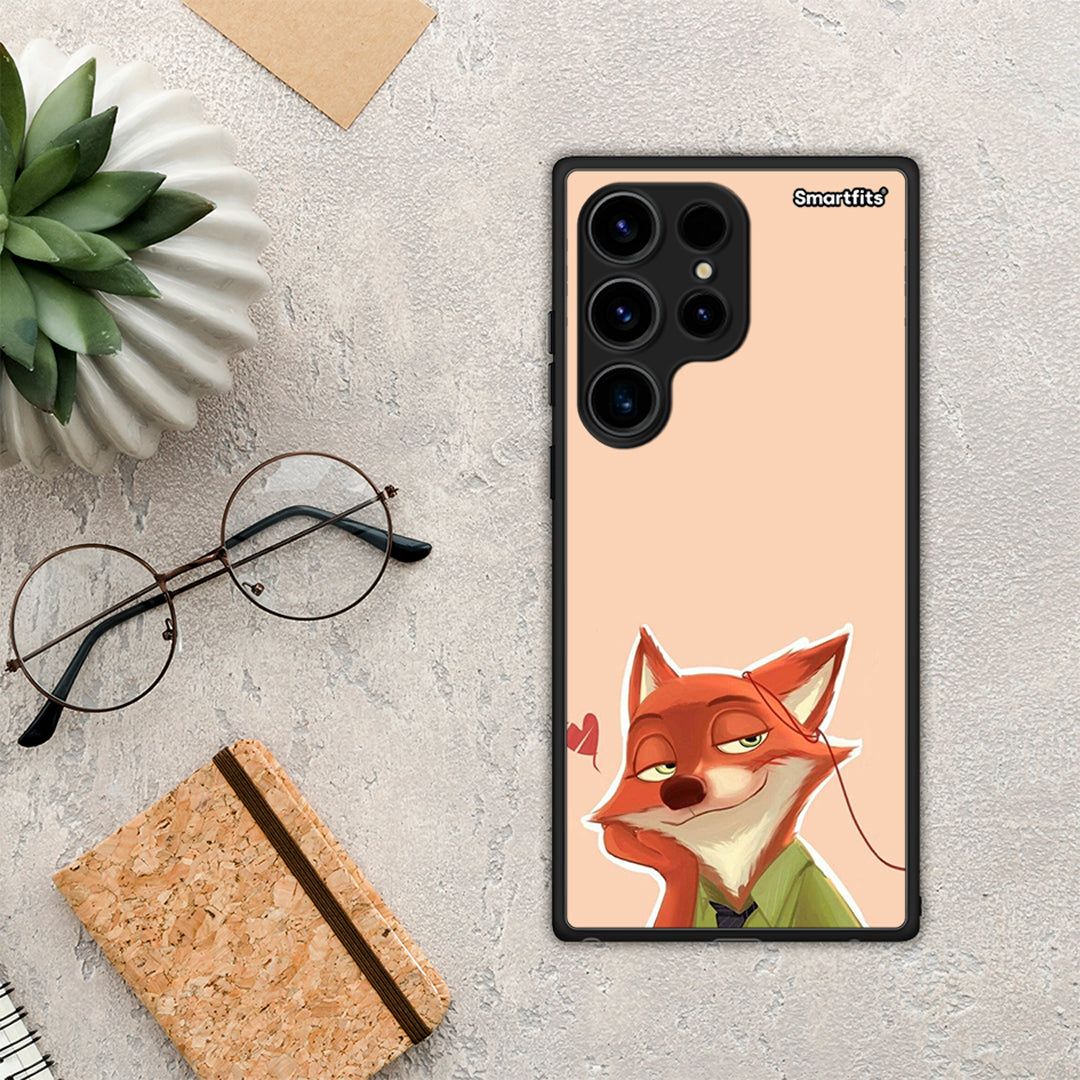 Θήκη Samsung Galaxy S24 Ultra Nick Wilde And Judy Hopps Love 1 από τη Smartfits με σχέδιο στο πίσω μέρος και μαύρο περίβλημα | Samsung Galaxy S24 Ultra Nick Wilde And Judy Hopps Love 1 Case with Colorful Back and Black Bezels
