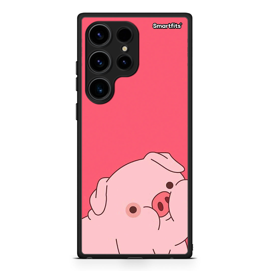 Θήκη Samsung Galaxy S24 Ultra Pig Love 1 από τη Smartfits με σχέδιο στο πίσω μέρος και μαύρο περίβλημα | Samsung Galaxy S24 Ultra Pig Love 1 Case with Colorful Back and Black Bezels