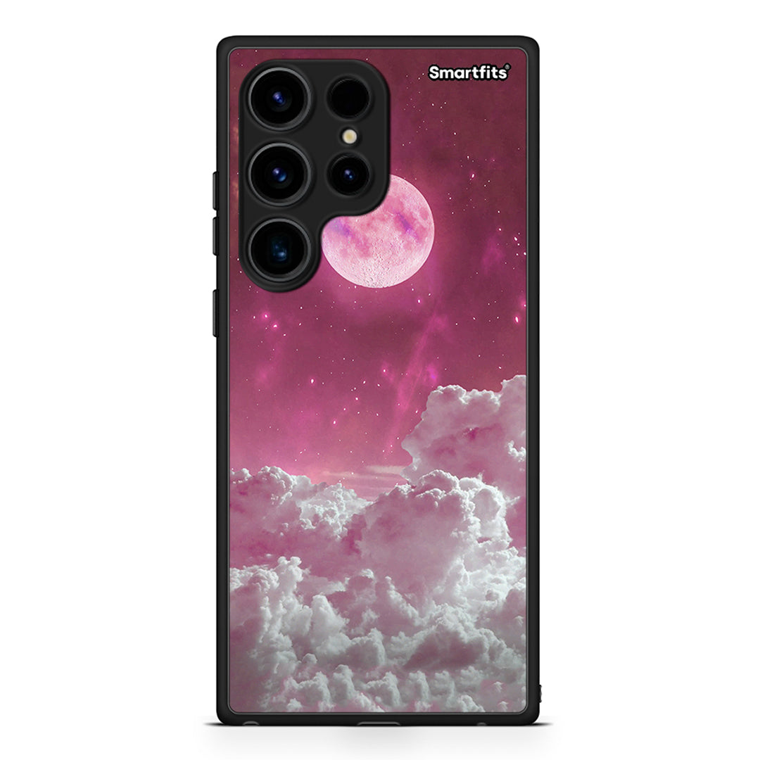 Θήκη Samsung Galaxy S24 Ultra Pink Moon από τη Smartfits με σχέδιο στο πίσω μέρος και μαύρο περίβλημα | Samsung Galaxy S24 Ultra Pink Moon Case with Colorful Back and Black Bezels