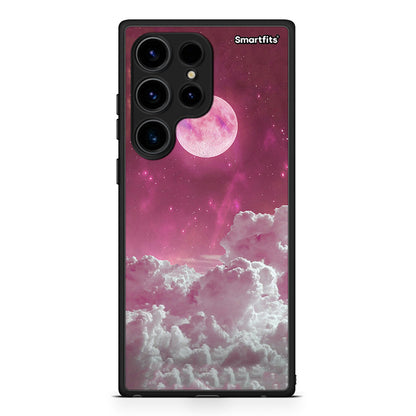 Θήκη Samsung Galaxy S24 Ultra Pink Moon από τη Smartfits με σχέδιο στο πίσω μέρος και μαύρο περίβλημα | Samsung Galaxy S24 Ultra Pink Moon Case with Colorful Back and Black Bezels